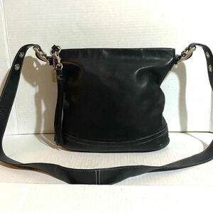 Coach vintage black leather crossbody handbag
